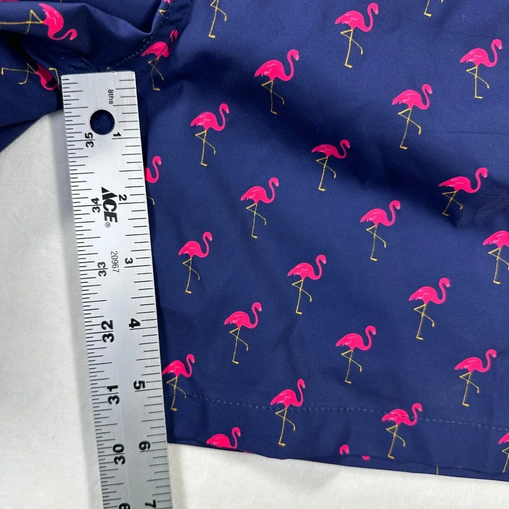 New Public Art Swim Trunks Sz Medium Navy Blue Pink Flamingo Liner Board Shorts‎